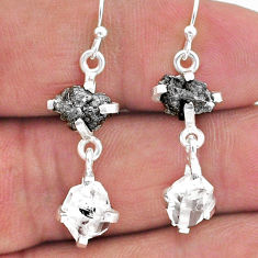 8.73cts natural diamond raw herkimer diamond 925 silver dangle earrings t15287