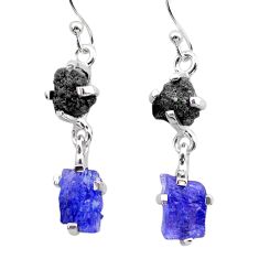8.68cts natural diamond rough tanzanite raw 925 silver earrings jewelry t26800