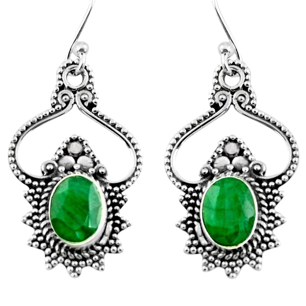 4.40cts natural emerald 925 sterling silver dangle earrings jewelry r54061