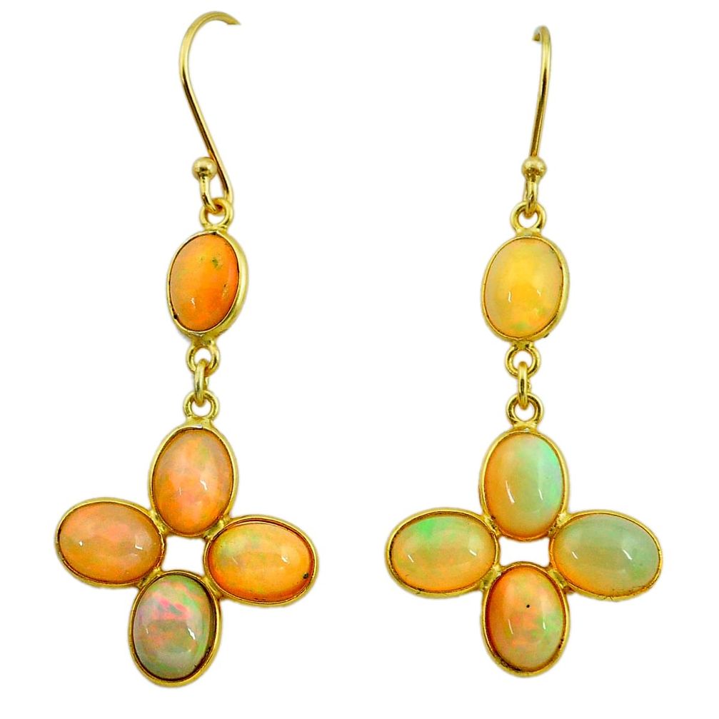 11.40cts natural ethiopian opal 925 silver 14k gold dangle earrings t23997