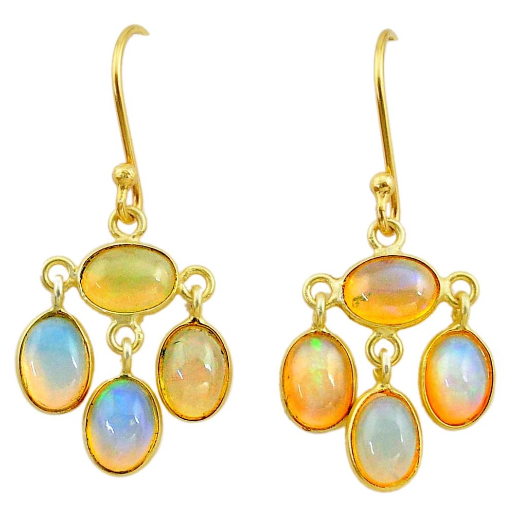 8.48cts natural ethiopian opal 925 silver 14k gold dangle earrings t23998