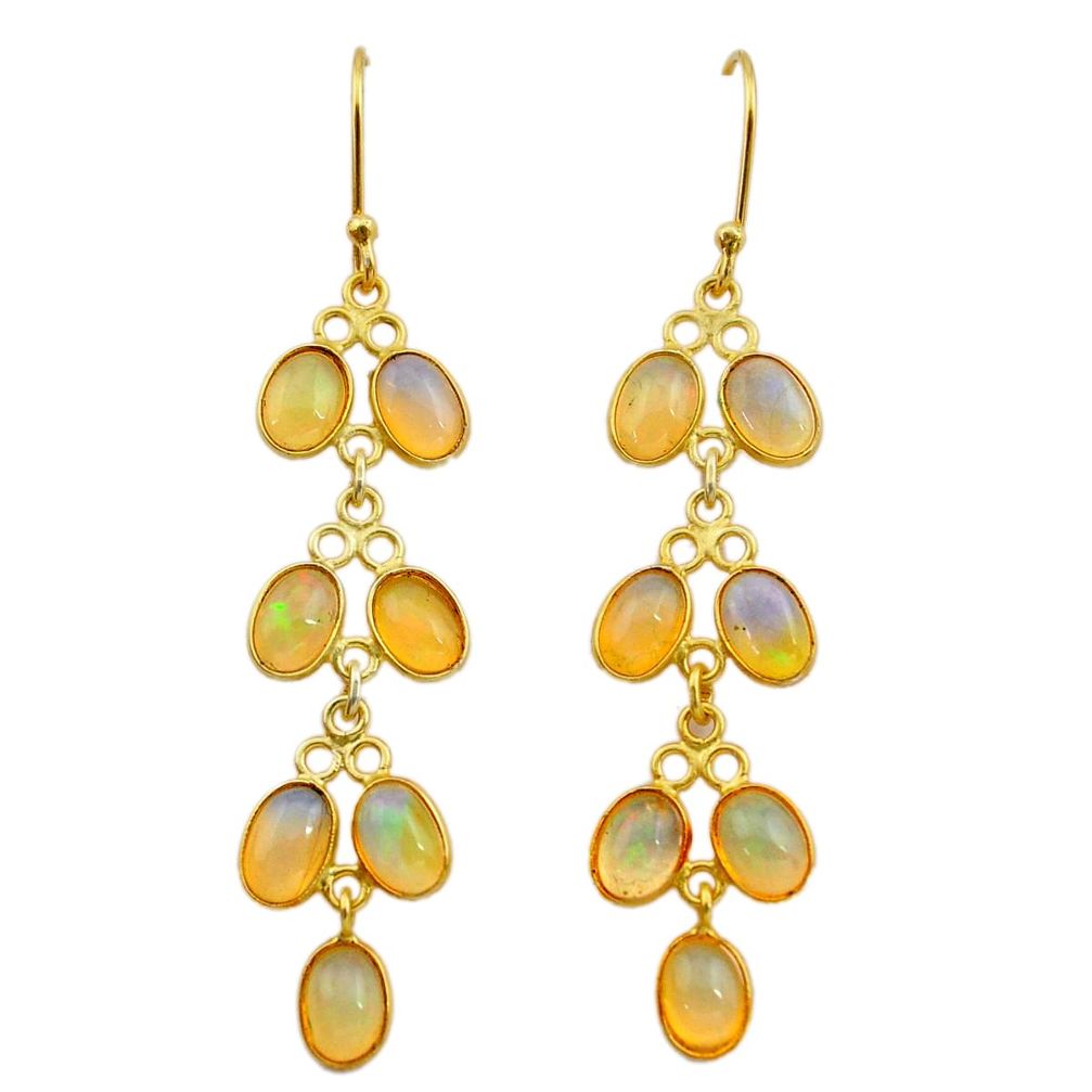 10.33cts natural ethiopian opal 925 silver 14k gold dangle earrings t24006