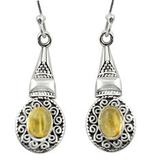 Clearance Sale- 3.39cts natural golden tourmaline rutile 925 silver dangle earrings d46955