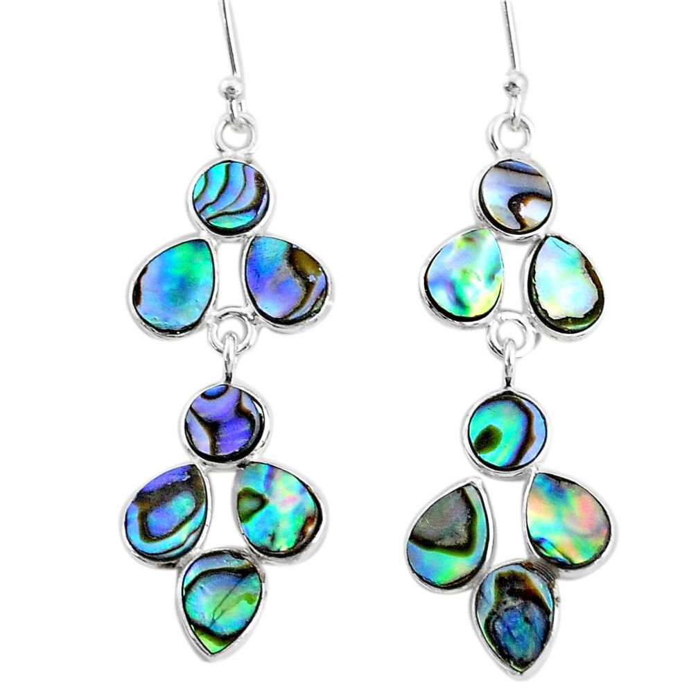 8.15cts natural green abalone paua seashell 925 silver chandelier earrings t4696