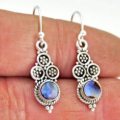1.07cts natural green abalone paua seashell 925 silver dangle earrings n23844