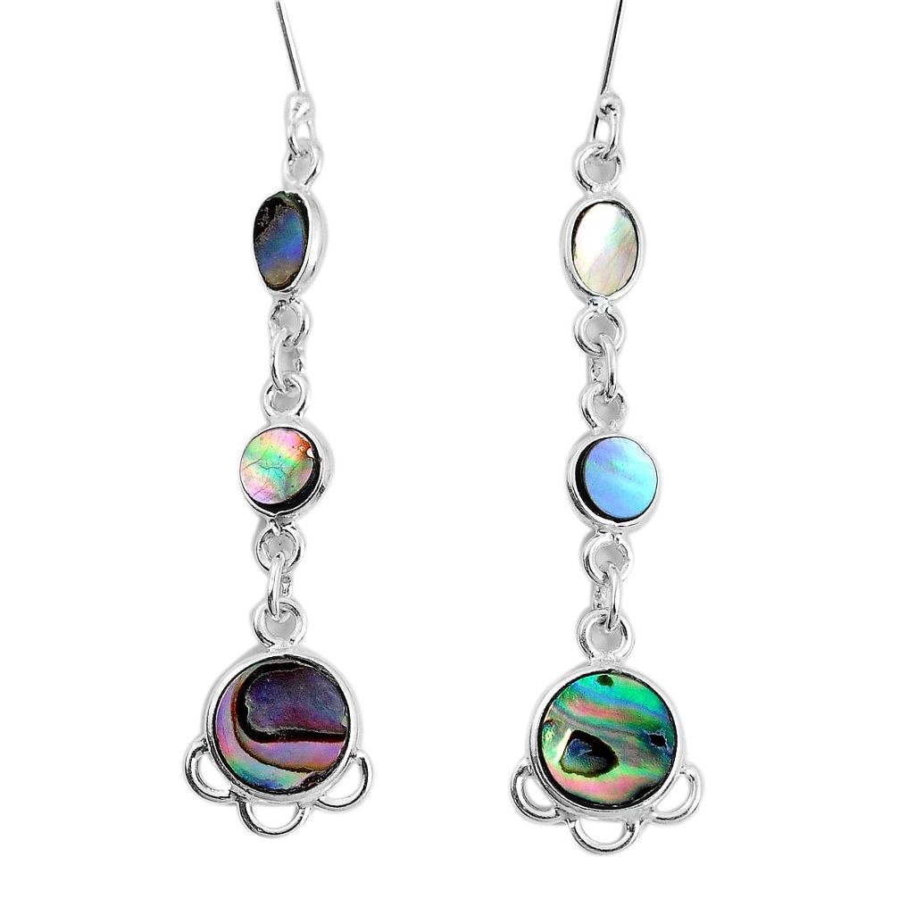 green abalone paua seashell 925 silver dangle earrings p31181