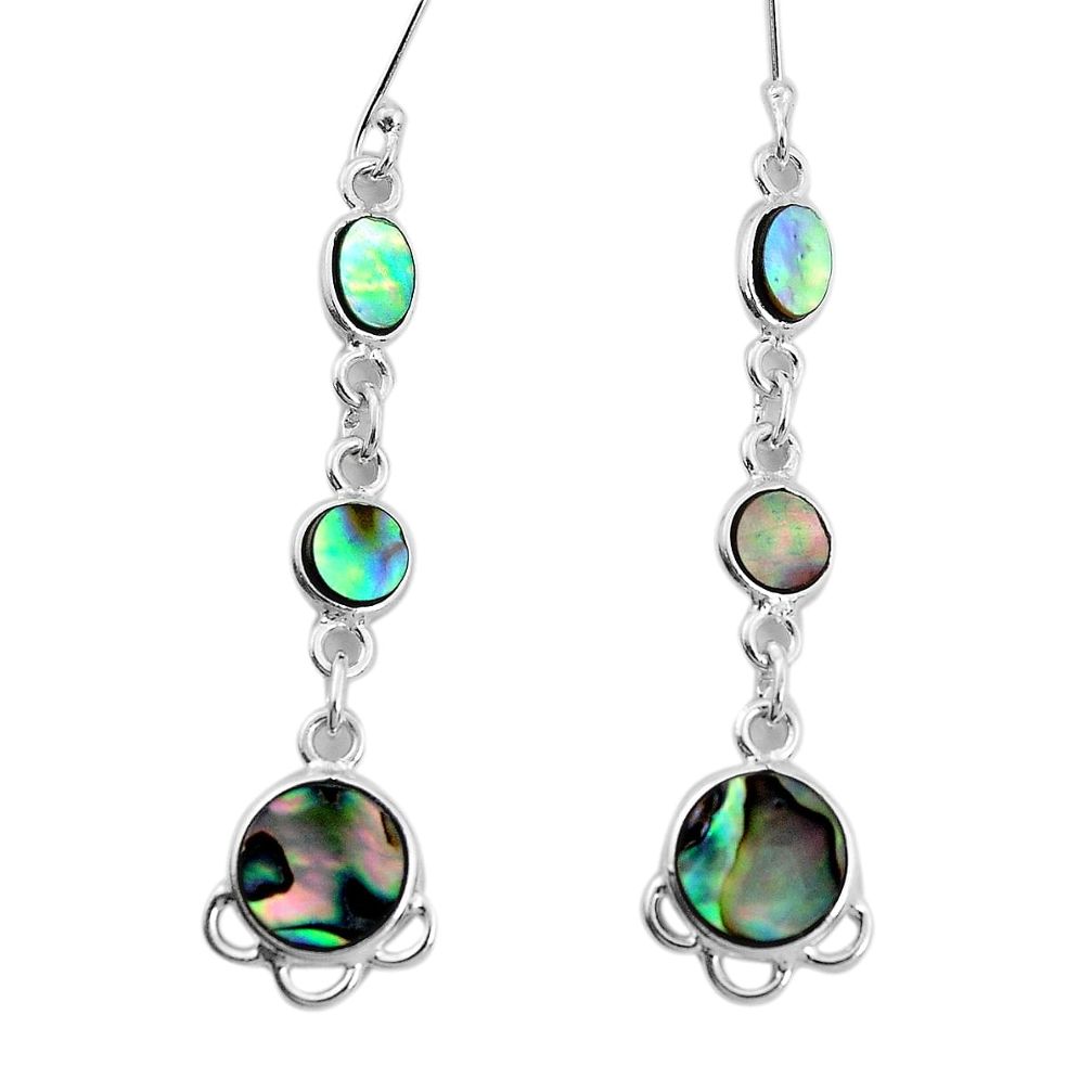 green abalone paua seashell 925 silver dangle earrings p31196