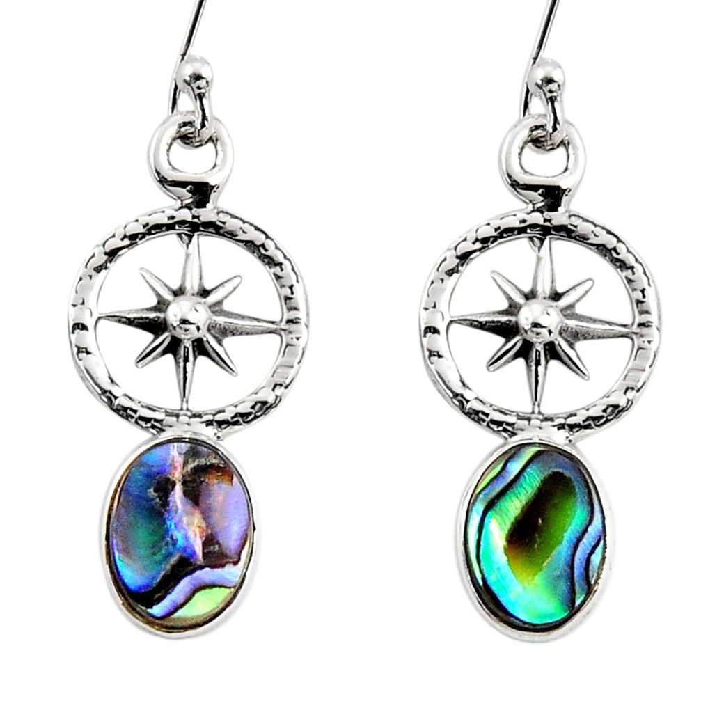 3.01cts natural green abalone paua seashell 925 silver dangle earrings r48239
