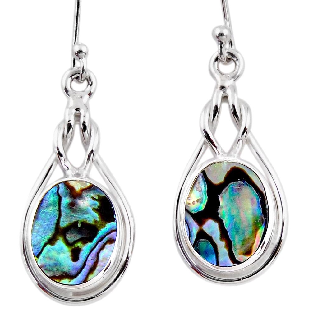 7.25cts natural green abalone paua seashell 925 silver dangle earrings r53927