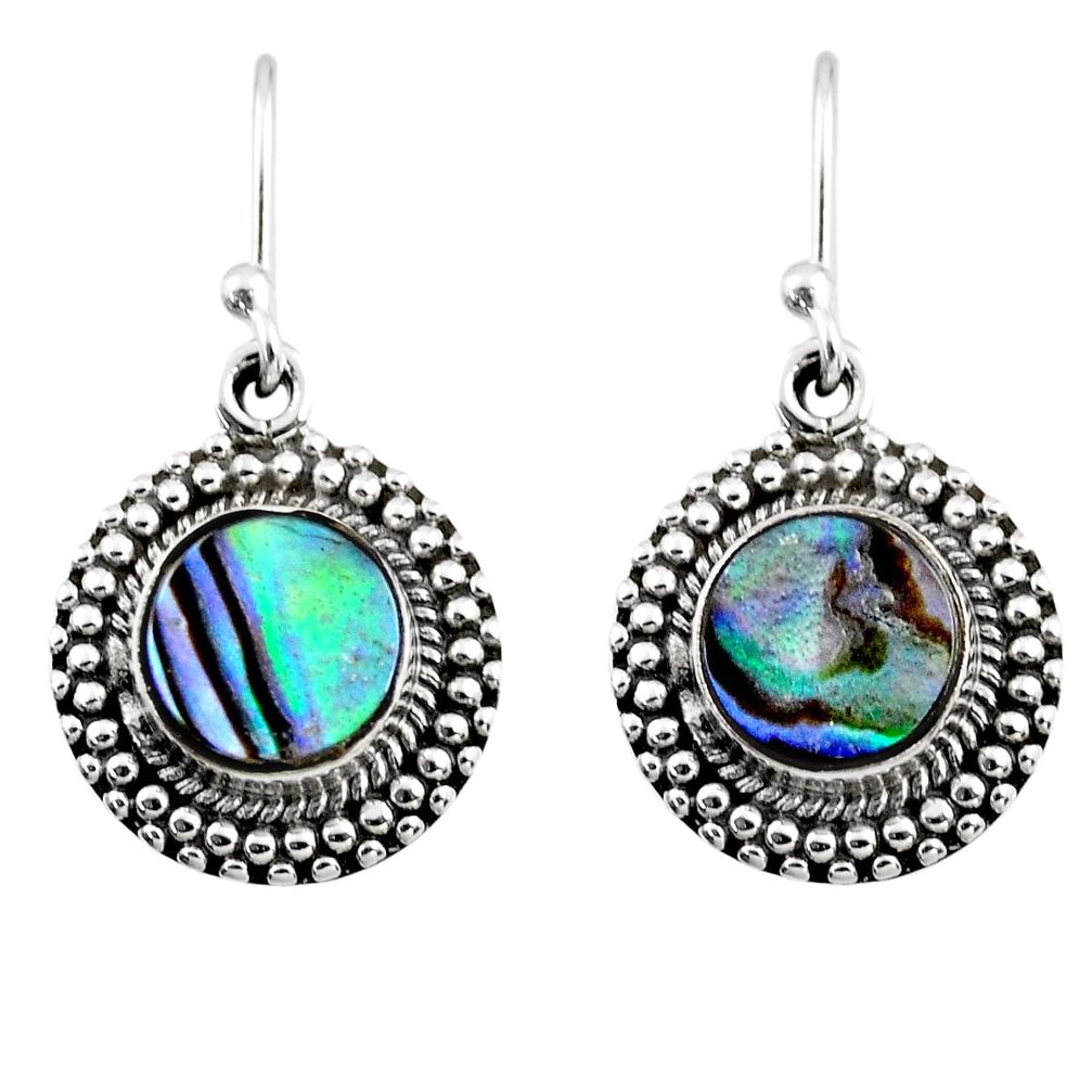 3.58cts natural green abalone paua seashell 925 silver dangle earrings r53990