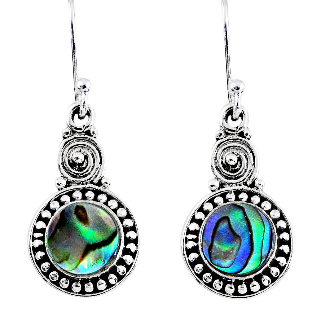 3.65cts natural green abalone paua seashell 925 silver dangle earrings r55223