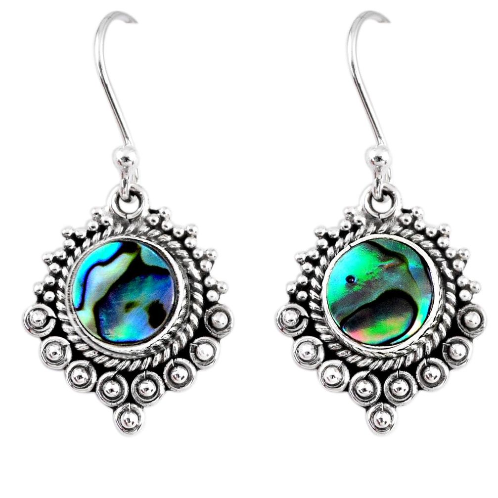 4.43cts natural green abalone paua seashell 925 silver dangle earrings r55262