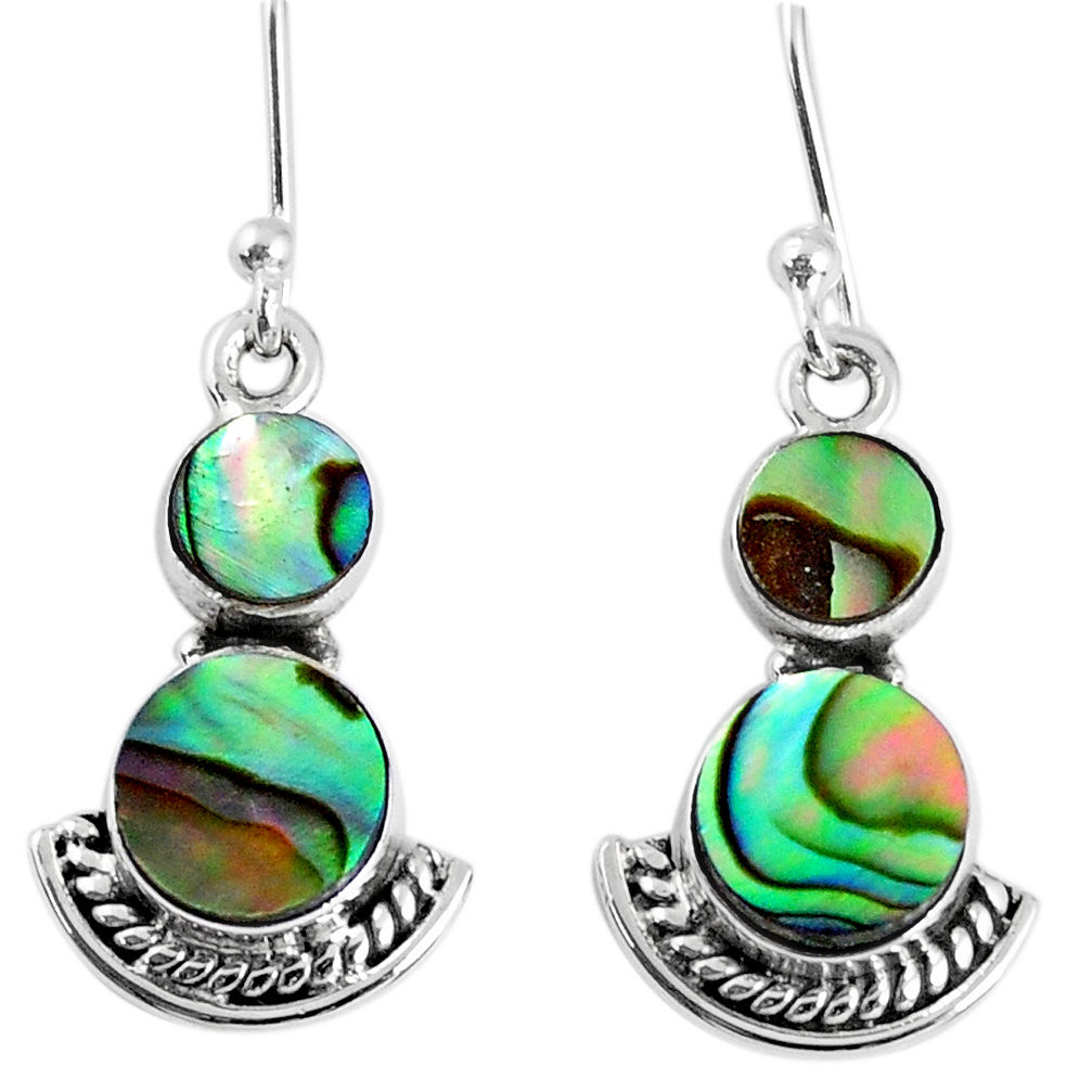 4.88cts natural green abalone paua seashell 925 silver dangle earrings r59529