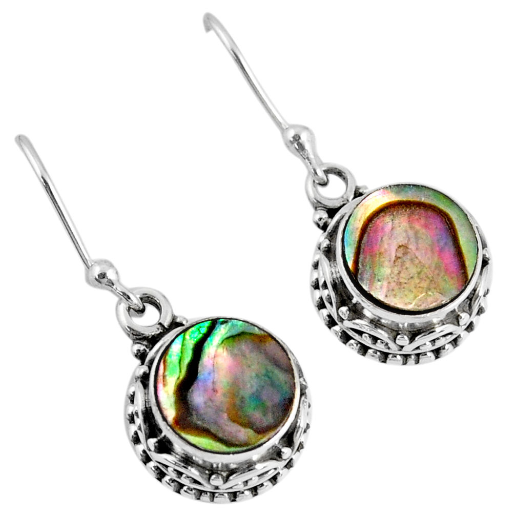 4.69cts natural green abalone paua seashell 925 silver dangle earrings r60142