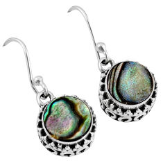4.26cts natural green abalone paua seashell 925 silver dangle earrings r60149