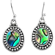 Clearance Sale- 5.14cts natural green abalone paua seashell 925 silver dangle earrings r60526