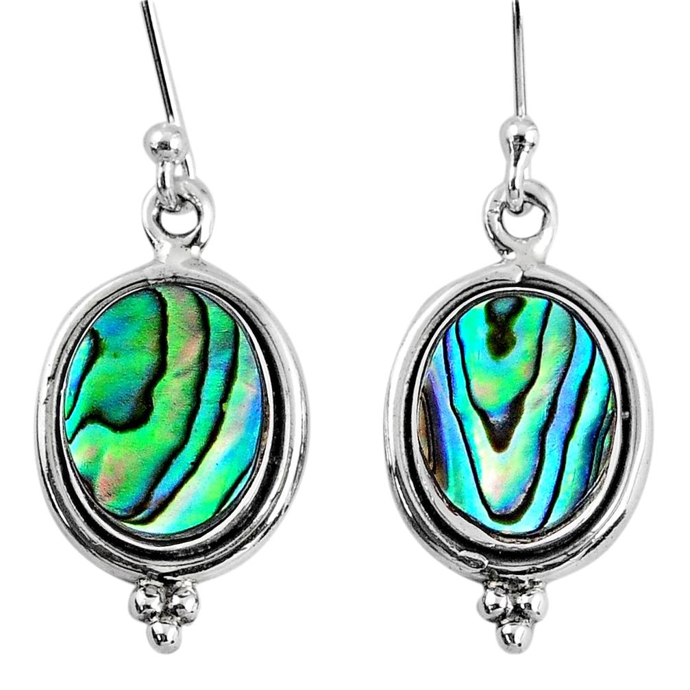 5.58cts natural green abalone paua seashell 925 silver dangle earrings r60546