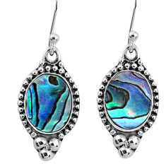 6.39cts natural green abalone paua seashell 925 silver dangle earrings r60607