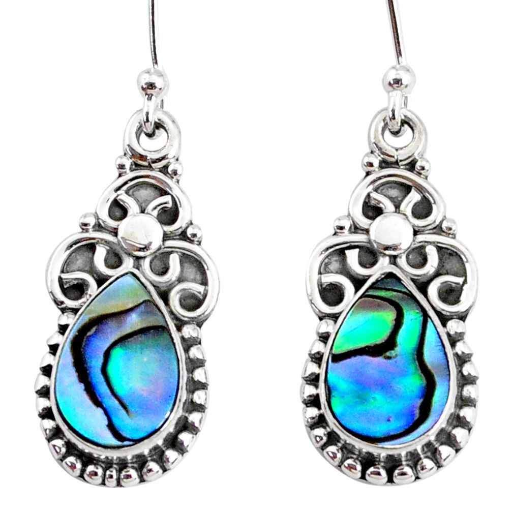 5.24cts natural green abalone paua seashell 925 silver dangle earrings r74830
