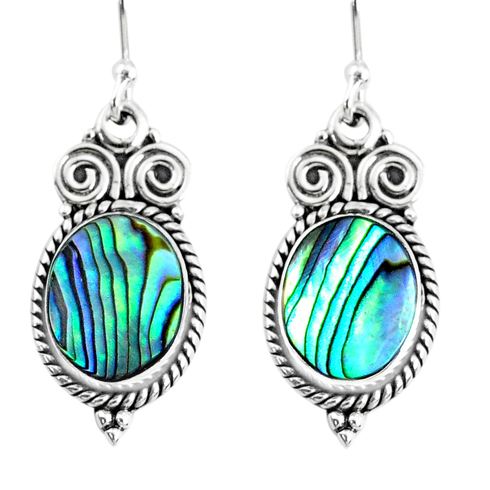 6.10cts natural green abalone paua seashell 925 silver dangle earrings r74945