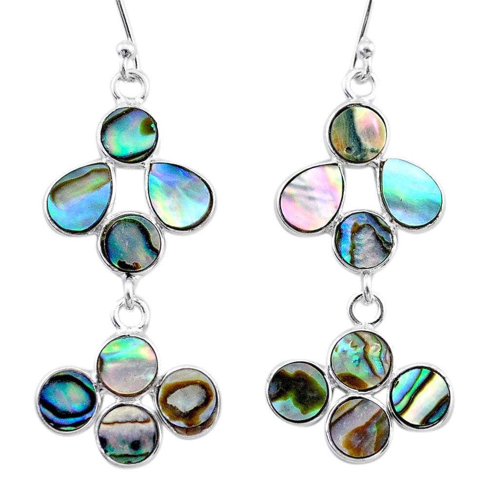 9.05cts natural green abalone paua seashell 925 silver dangle earrings t12450