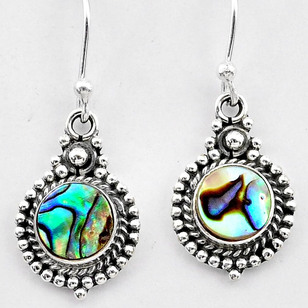 2.53cts natural green abalone paua seashell 925 silver dangle earrings t26867