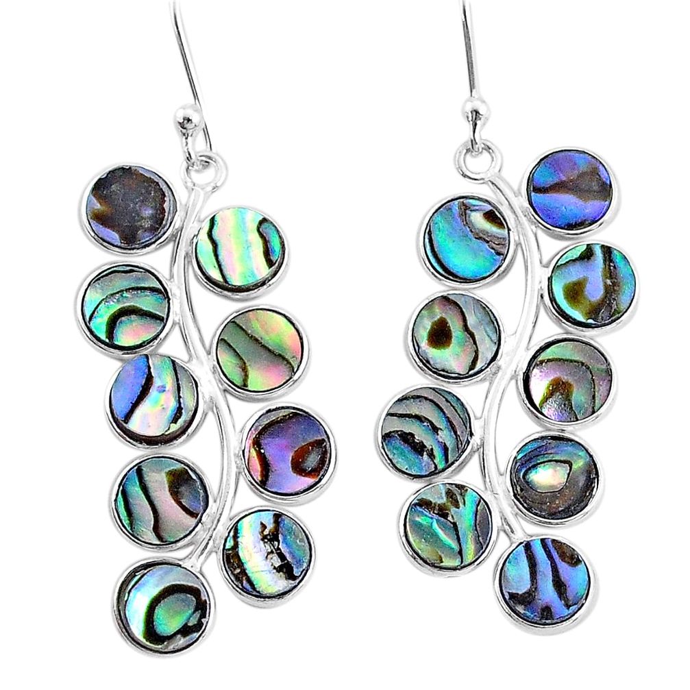 11.73cts natural green abalone paua seashell 925 silver dangle earrings t4629