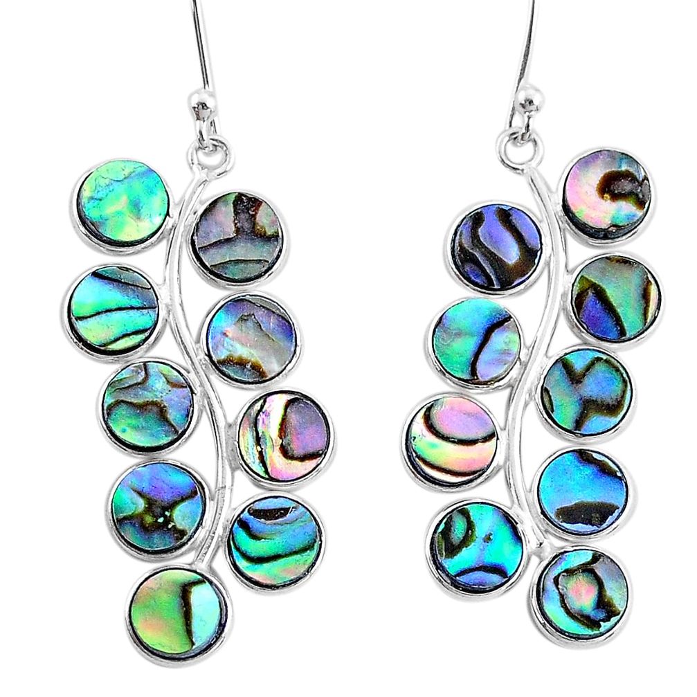 10.65cts natural green abalone paua seashell 925 silver dangle earrings t4630