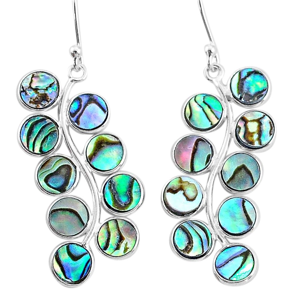 10.65cts natural green abalone paua seashell 925 silver dangle earrings t4631