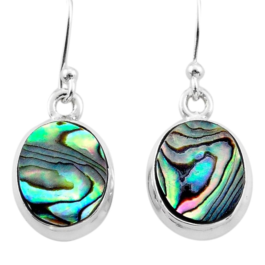 6.85cts natural green abalone paua seashell 925 silver dangle earrings t47267