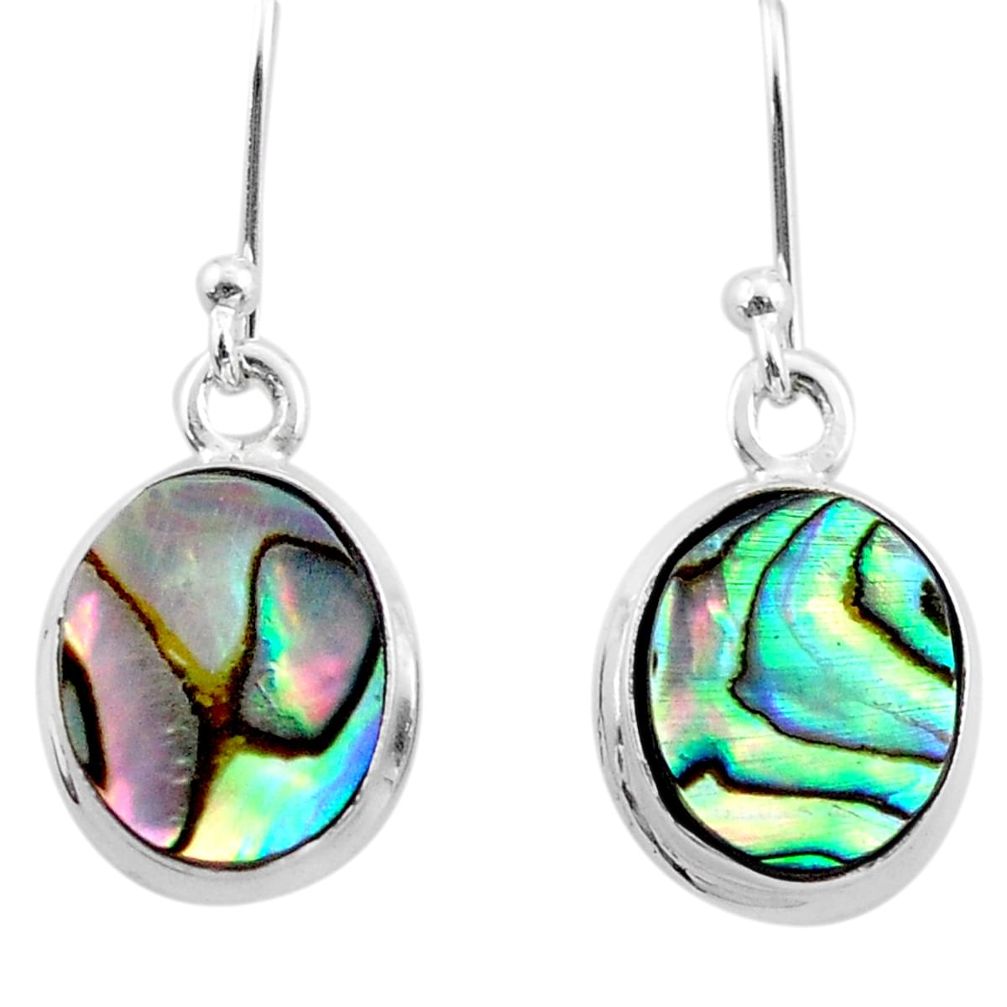 7.24cts natural green abalone paua seashell 925 silver dangle earrings t47268