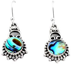 3.18cts natural green abalone paua seashell 925 silver dangle earrings t76401