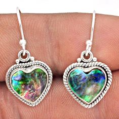 6.11cts natural green abalone paua seashell 925 silver dangle earrings t87212