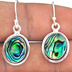 6.43cts natural green abalone paua seashell 925 silver dangle earrings t92681