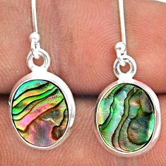 6.45cts natural green abalone paua seashell 925 silver dangle earrings t92685
