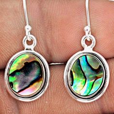 7.15cts natural green abalone paua seashell 925 silver dangle earrings t92694