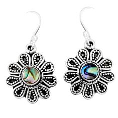1.68cts natural green abalone paua seashell 925 silver dangle earrings y25125