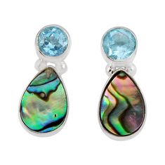 5.54cts natural green abalone paua seashell 925 silver dangle earrings y45037
