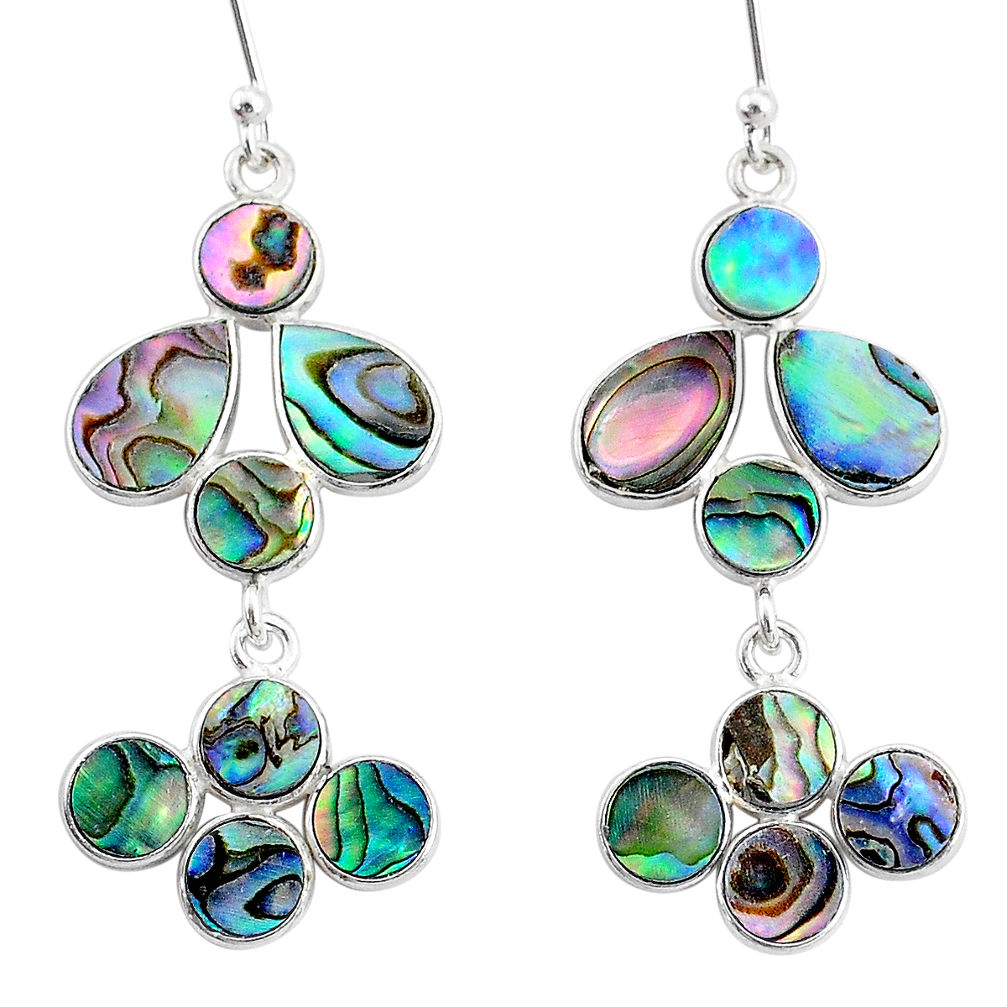10.65cts natural green abalone paua seashell silver chandelier earrings t4812