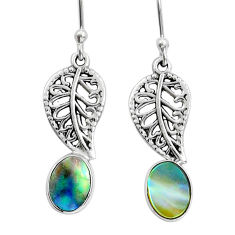 3.03cts natural green abalone paua seashell silver deltoid leaf earrings y12414
