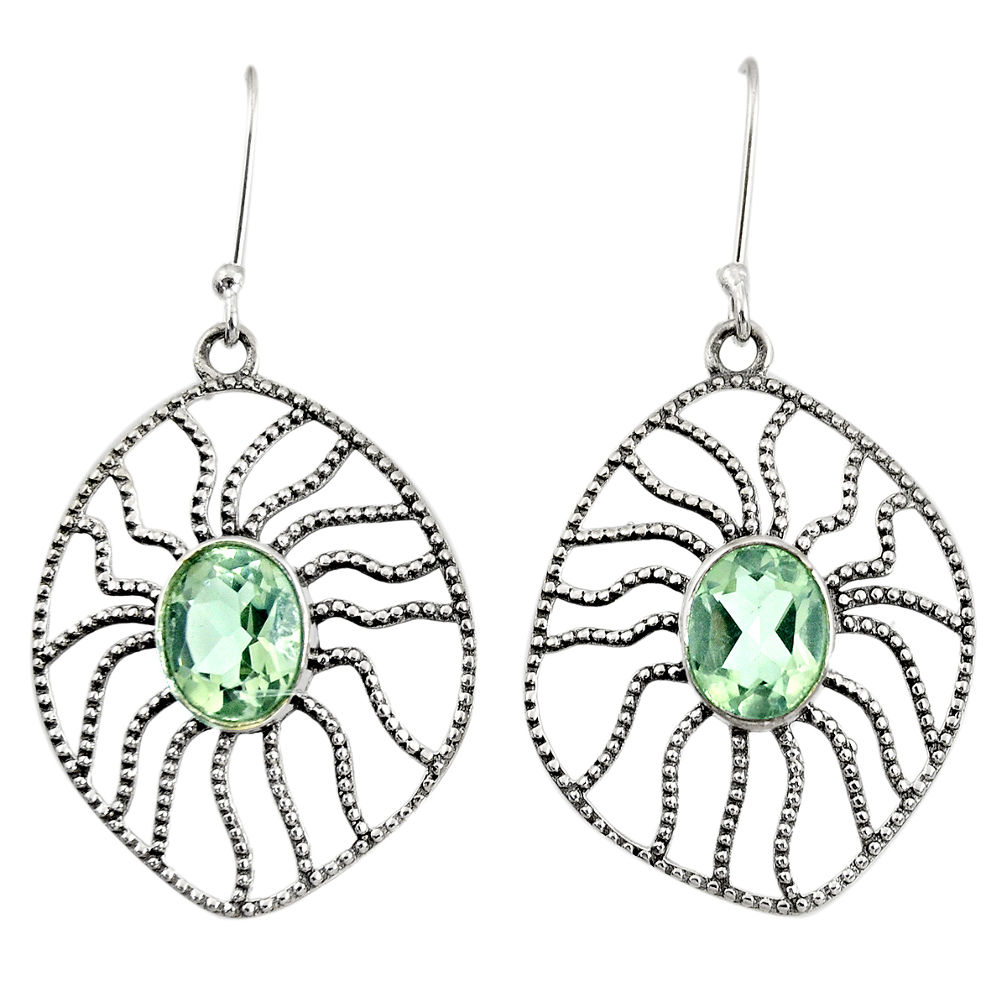 green amethyst 925 sterling silver dangle earrings d40116