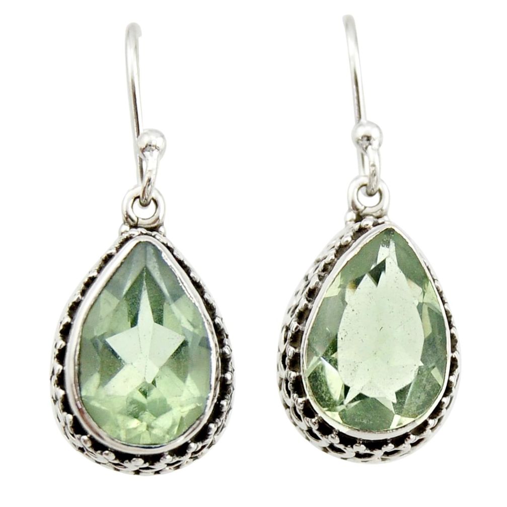 7.78cts natural green amethyst 925 sterling silver dangle earrings r21825