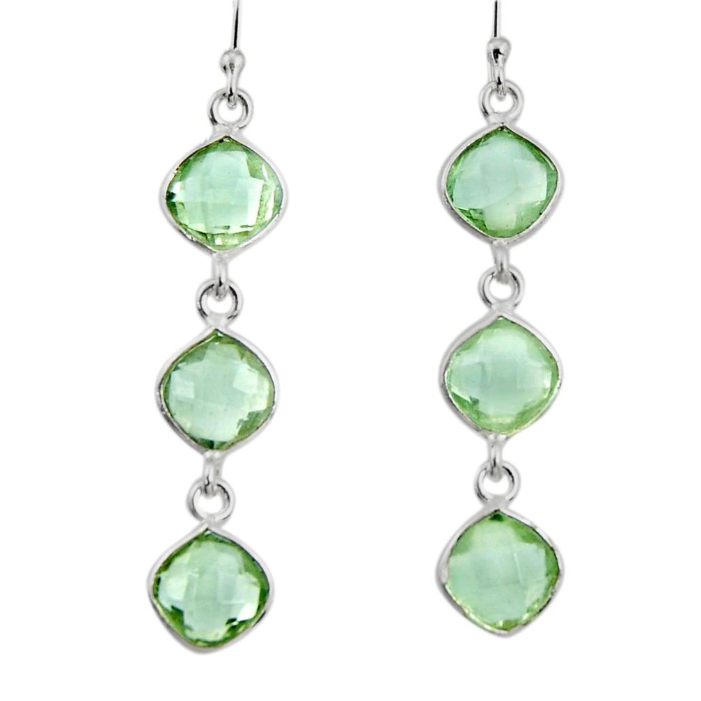 11.08cts natural green amethyst 925 sterling silver dangle earrings r33525