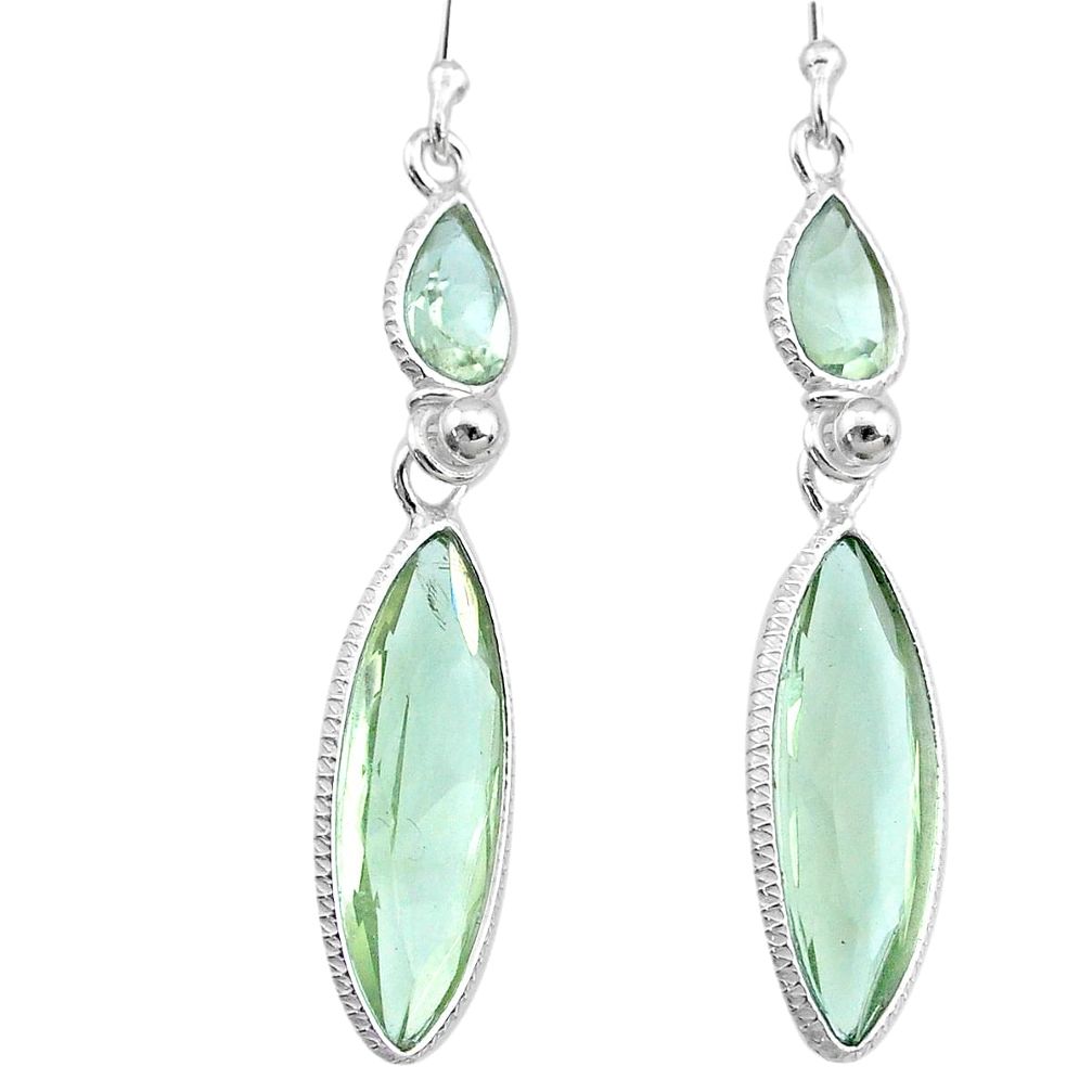 13.66cts natural green amethyst 925 sterling silver dangle earrings r73287
