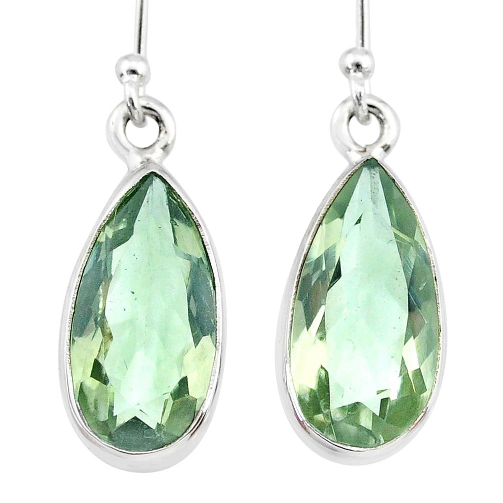 8.95cts natural green amethyst 925 sterling silver dangle earrings r83651