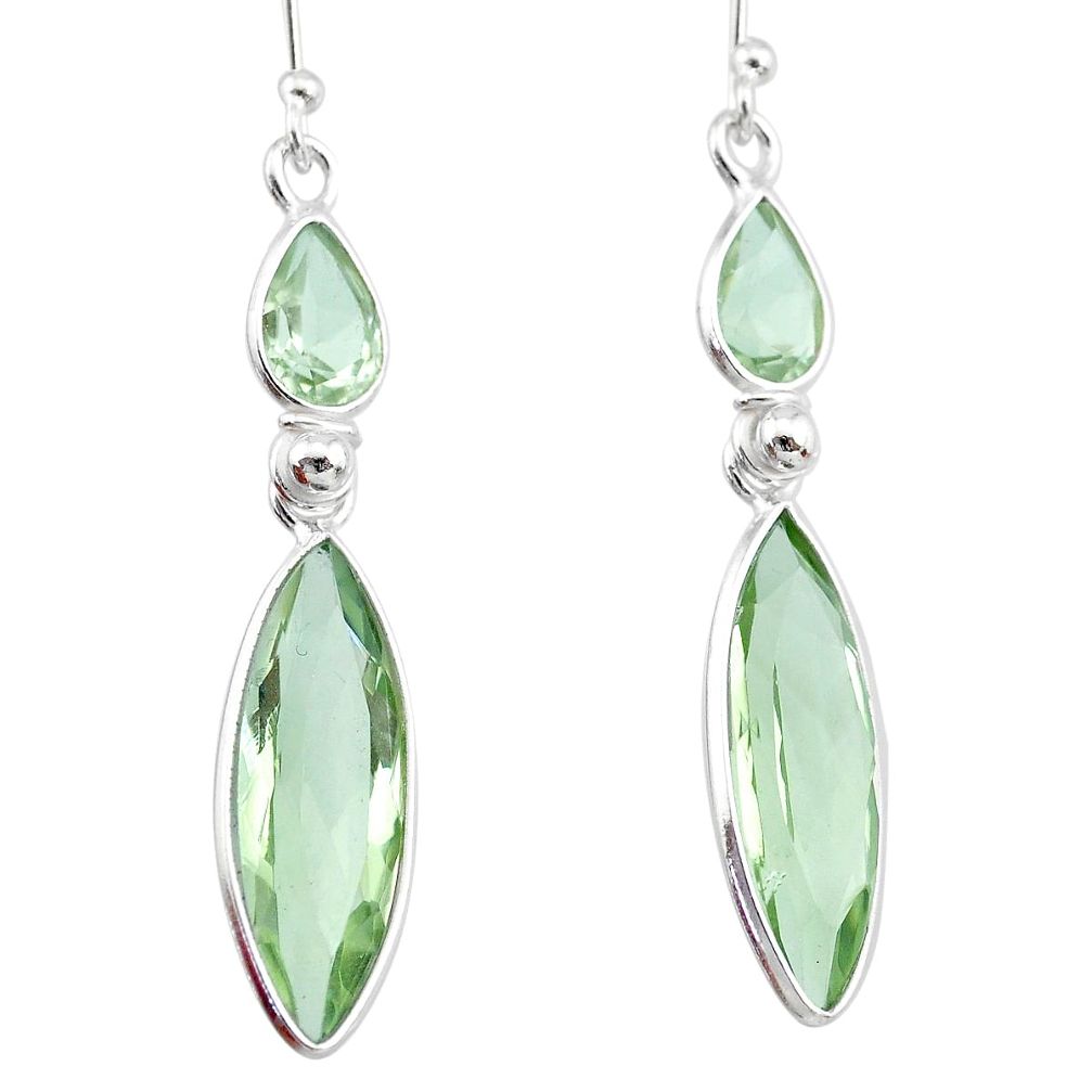 13.02cts natural green amethyst 925 sterling silver dangle earrings r83667