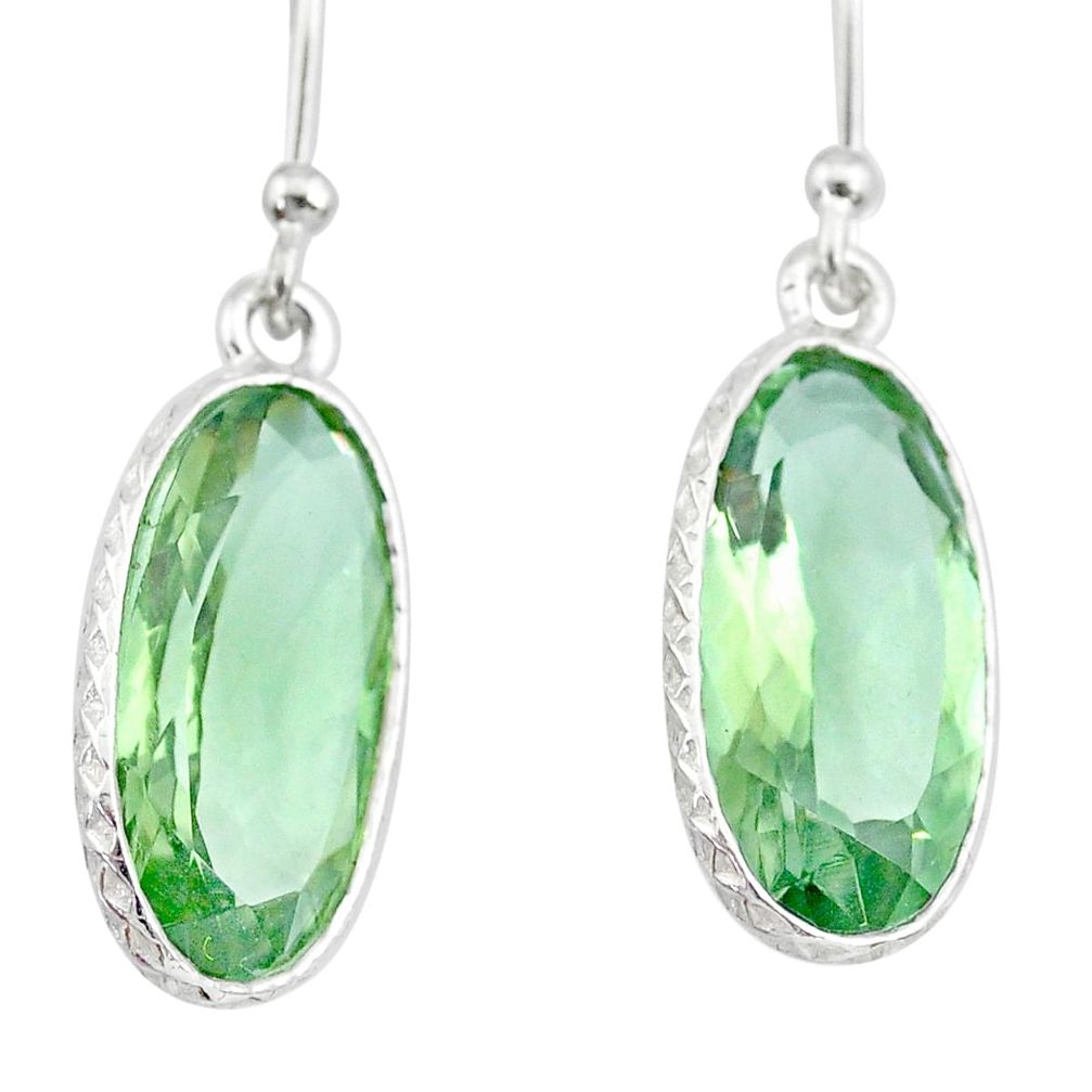 9.27cts natural green amethyst 925 sterling silver dangle earrings r83670