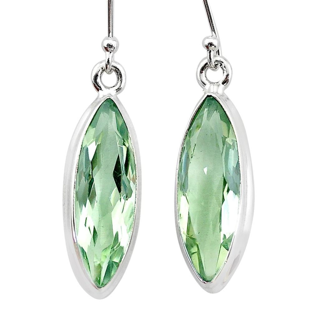 13.15cts natural green amethyst 925 sterling silver dangle earrings t23761