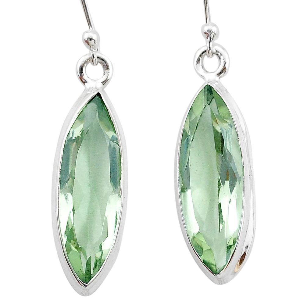 11.74cts natural green amethyst 925 sterling silver dangle earrings t23767