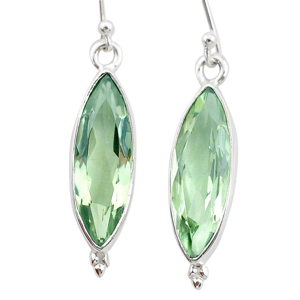 13.18cts natural green amethyst 925 sterling silver dangle earrings t23770